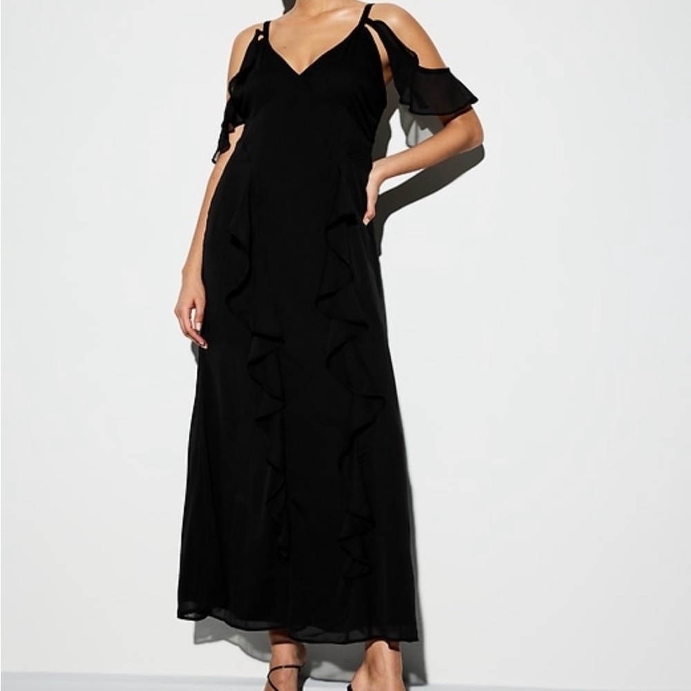 Old Navy Black Ruffle Maxi Dress